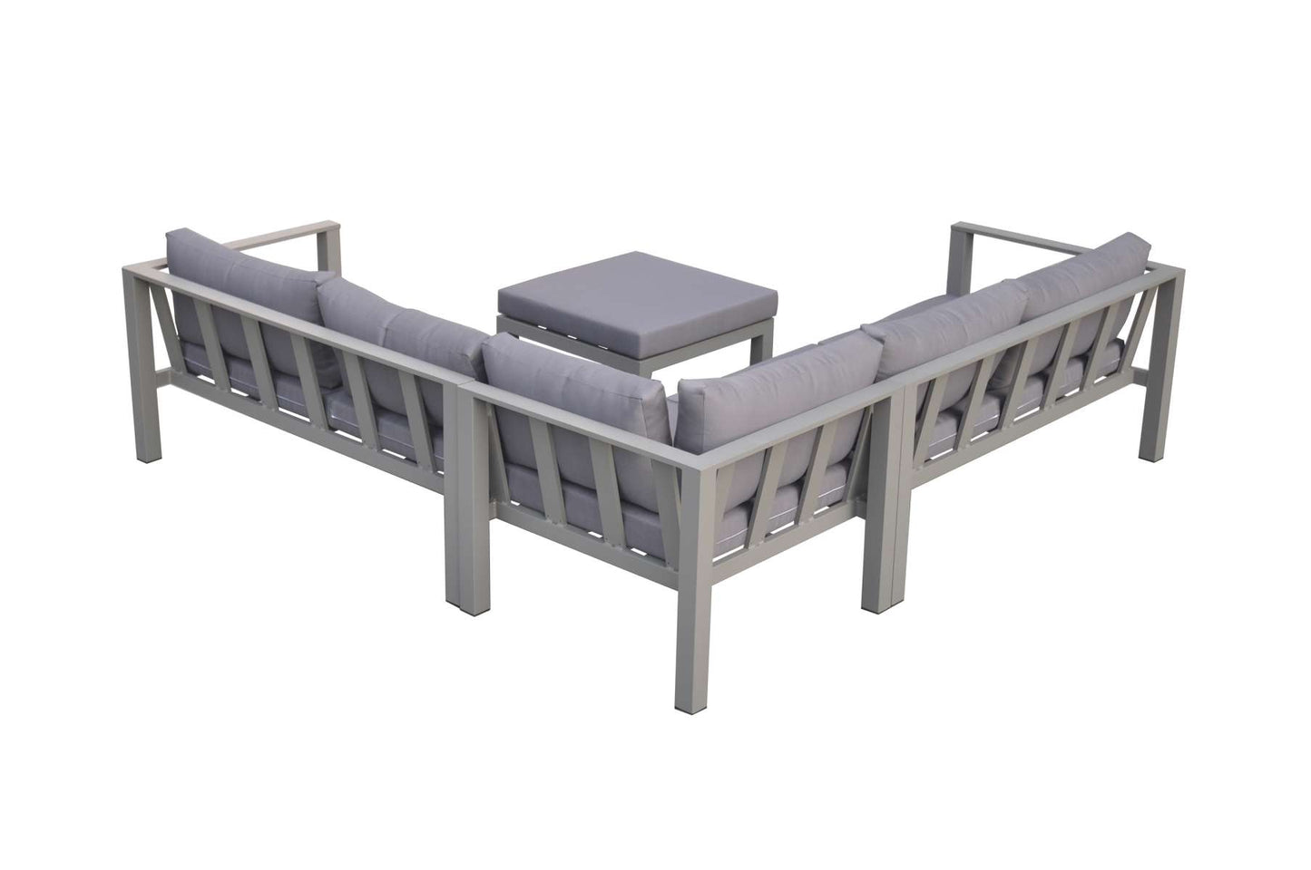 Cliff Outdoor Patio Aluminum Sectional in Grey Powder Coated Finish with Grey Fabric Cushions By Armen Living | Outdoor Sofas, Loveseats & Sectionals | Modishstore - 9