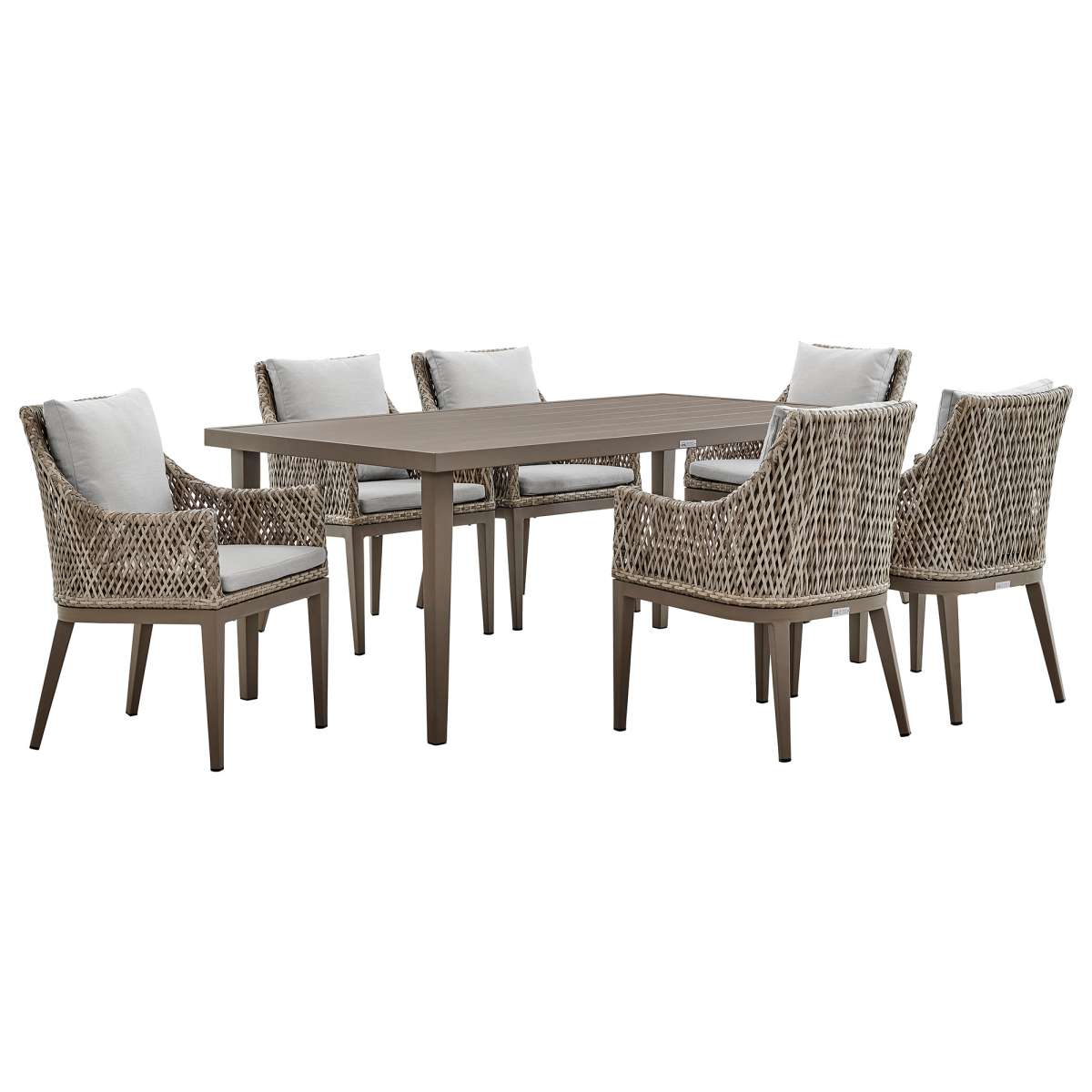Grenada 7 Piece Gray Aluminum Outdoor Dining Set with Gray Fabric By Armen Living | Outdoor Dining Sets | Modishstore - 8