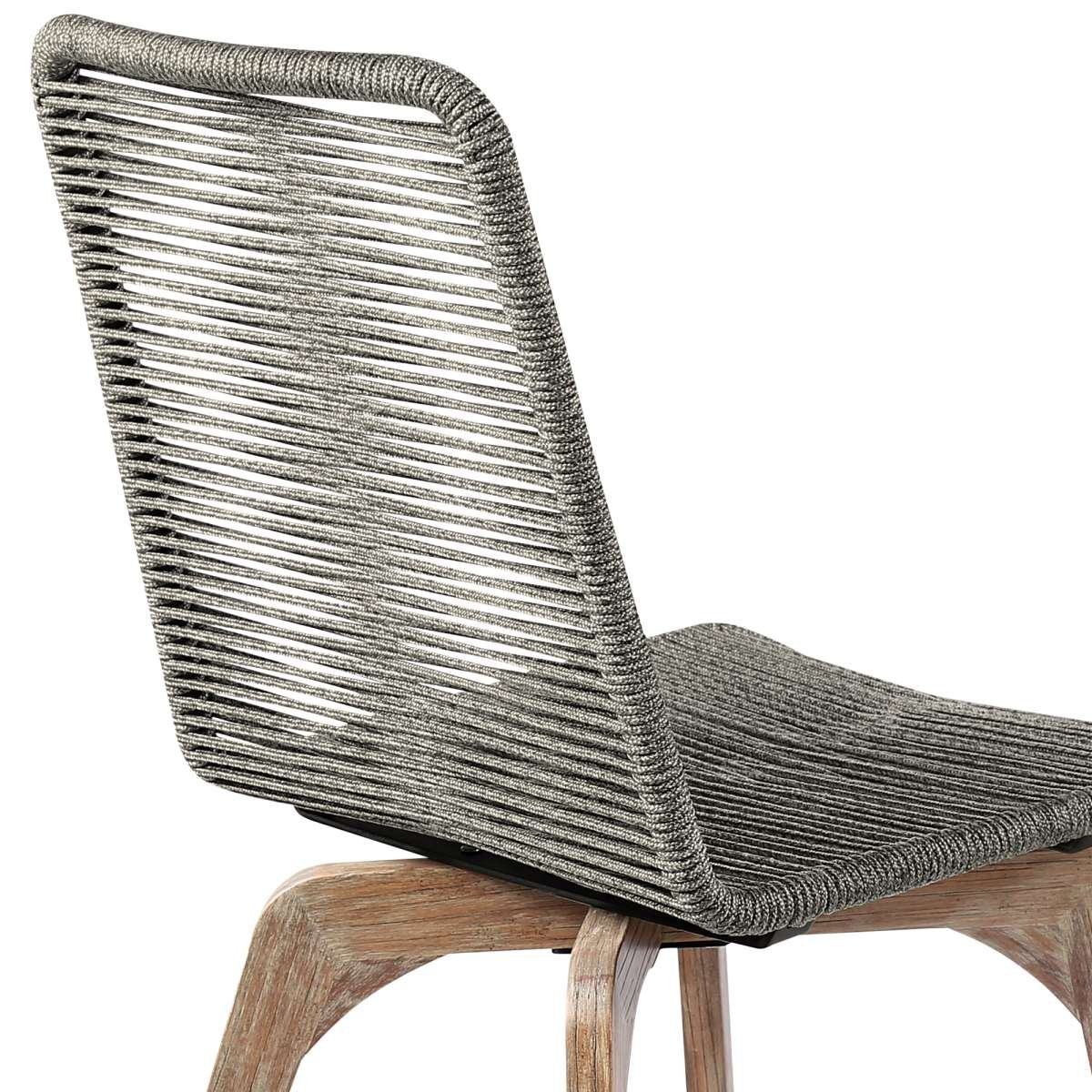 Escondido Island Outdoor Patio 5 Piece Round Dining Set in Eucalyptus Wood and Gray Rope By Armen Living | Outdoor Dining Sets | Modishstore - 9