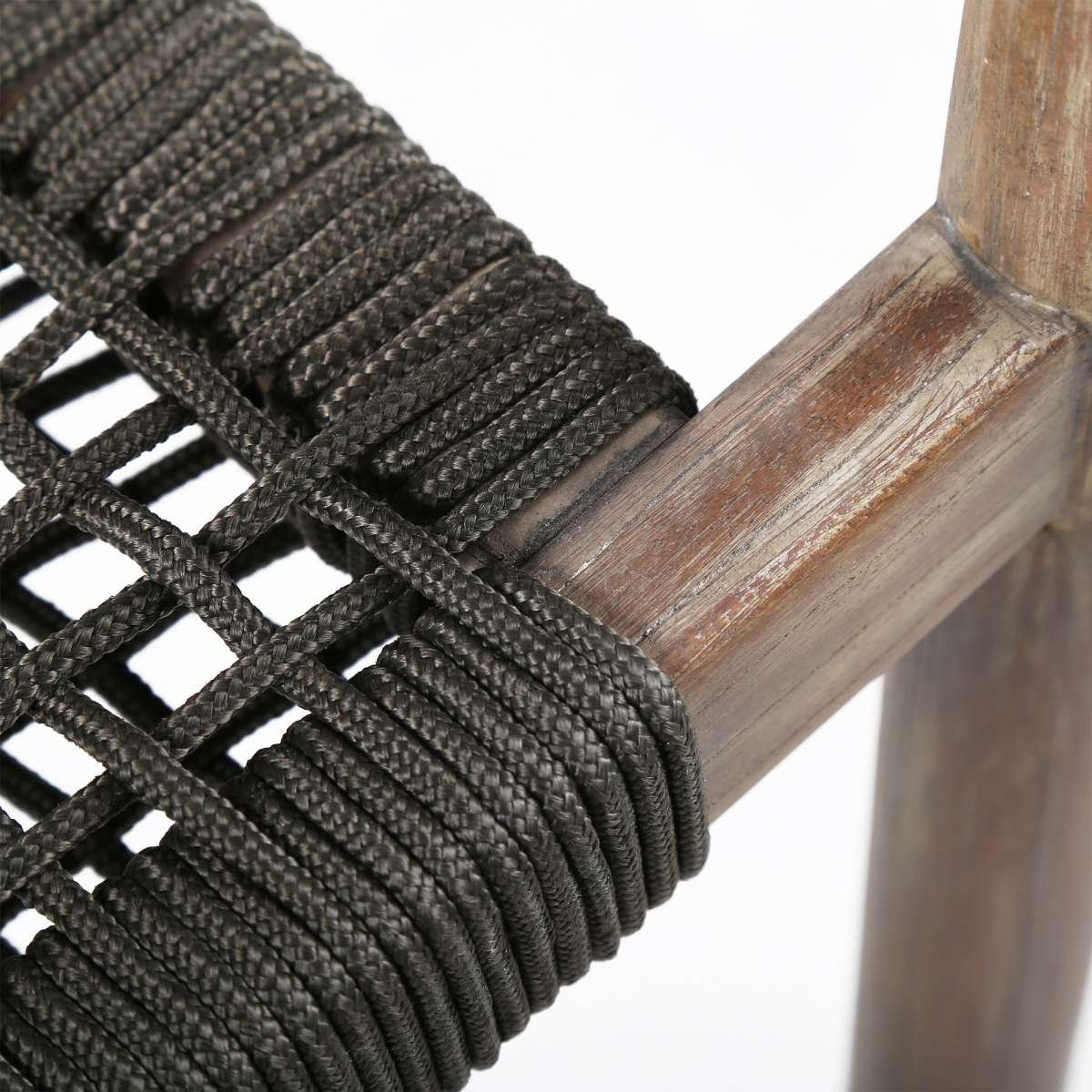 Oasis Santo Outdoor Patio 5 Piece Round Dining Set in Eucalyptus Wood and Charcoal Rope By Armen Living | Outdoor Dining Sets | Modishstore - 9