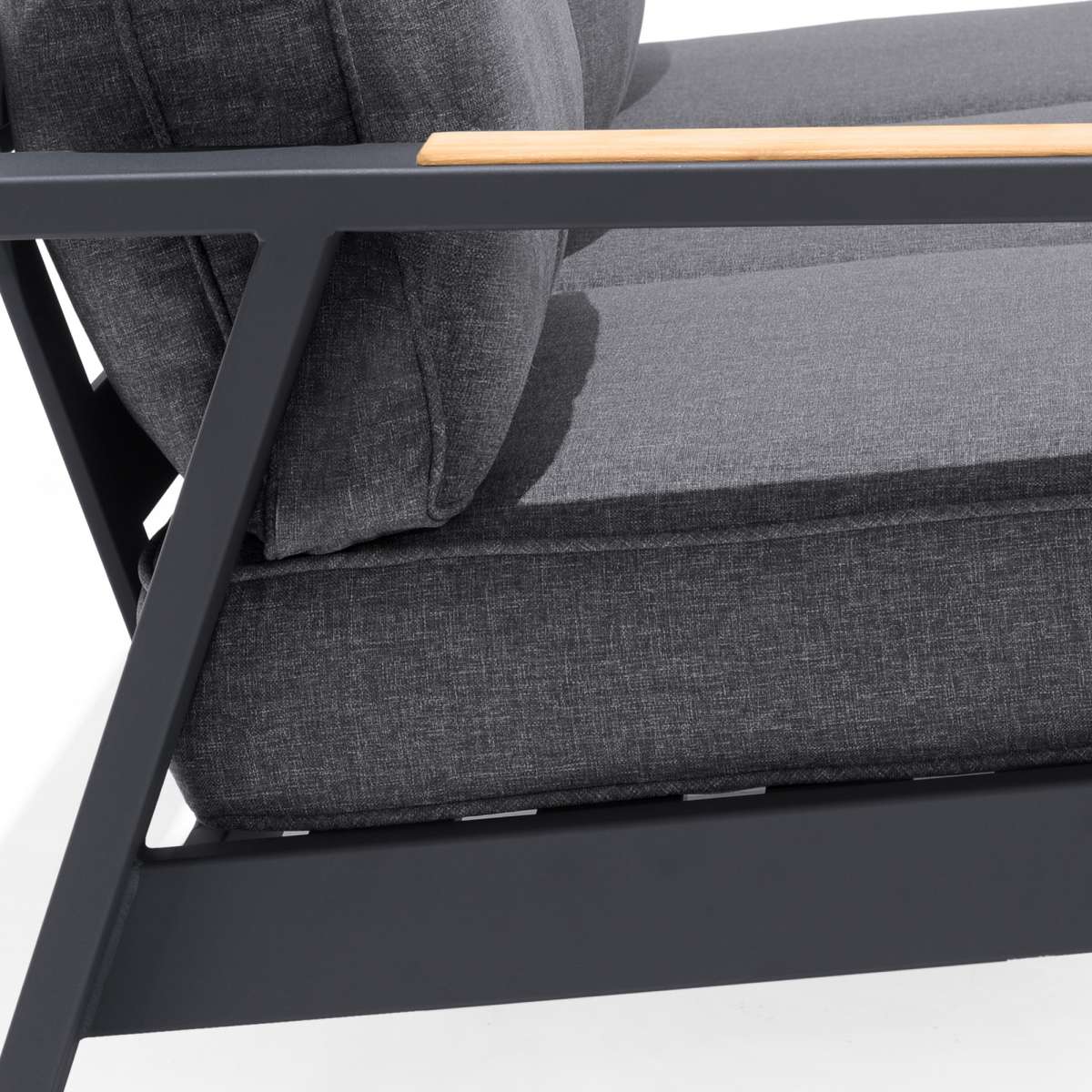 Palau 4 Piece Outdoor Sofa Set in Dark Grey with Natural Teak Wood Accent Top By Armen Living | Outdoor Sofas, Loveseats & Sectionals | Modishstore - 8