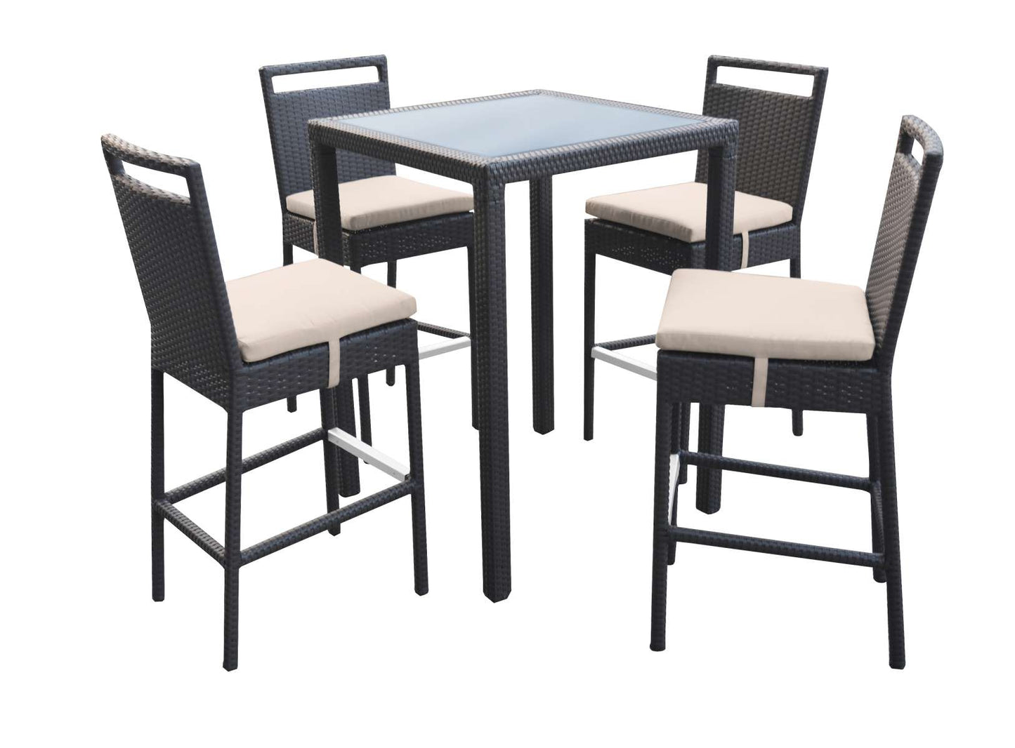 Tropez Outdoor Patio Wicker Bar Set (Table with 4 barstools) By Armen Living | Outdoor Dining Sets |  Modishstore  - 2