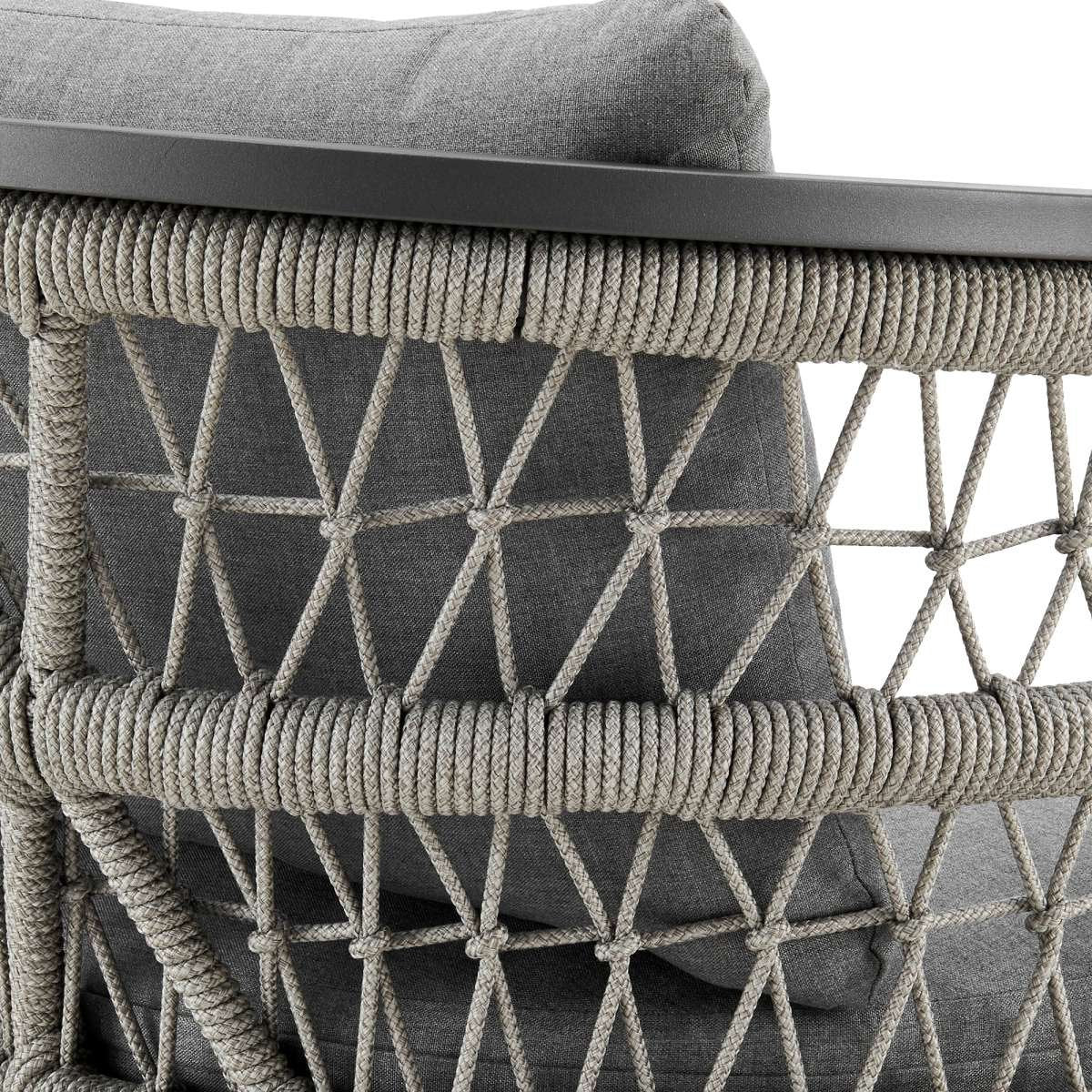 Zella Outdoor Patio 5 Piece Dining Set in Aluminum with Light Gray Rope and Cushions By Armen Living | Outdoor Dining Sets | Modishstore - 9