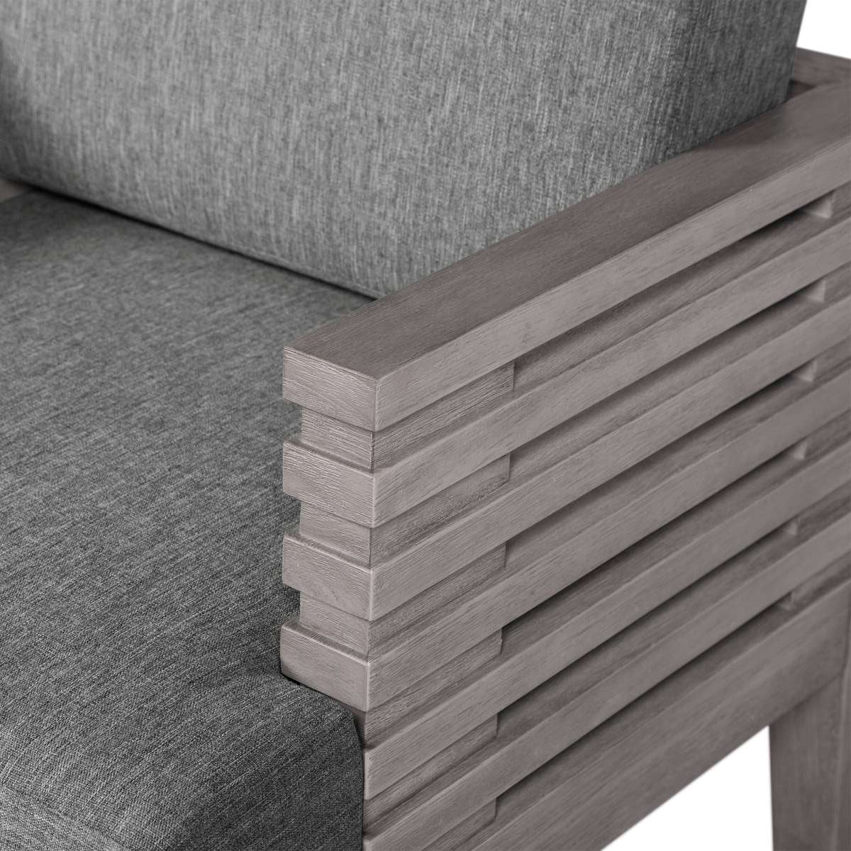 Vivid Outdoor Patio 5 Piece Dining Set in Gray Eucalyptus Wood with Gray Olefin Cushions By Armen Living | Outdoor Dining Sets | Modishstore - 9