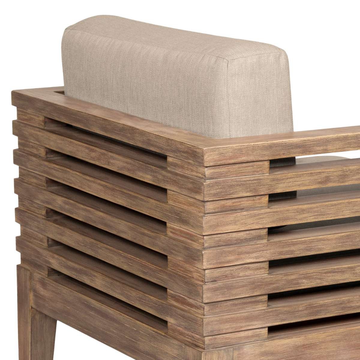 Vivid Outdoor Patio 7 Piece Dining Set in Light Eucalyptus Wood with Taupe Olefin Cushions By Armen Living | Outdoor Dining Sets | Modishstore - 9