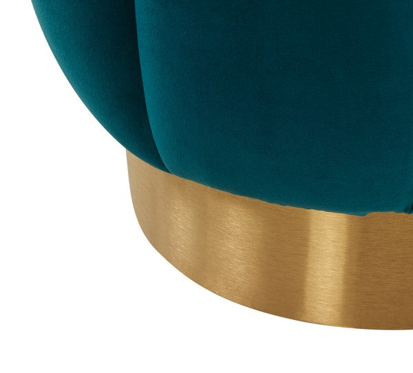 Safavieh Maxine Channel Tufted Otttoman - Petrol | Ottomans | Modishstore - 4