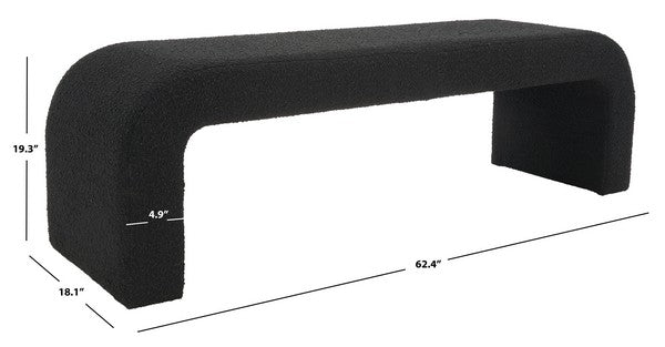 Safavieh Caralynn Upholstered Bench - Black | Benches | Modishstore - 5