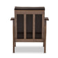 Baxton Studio Pierce Mid-Century Modern Walnut Brown Wood and Dark Brown Faux Leather 1-Seater Lounge Chair | Lounge Chairs | Modishstore - 4