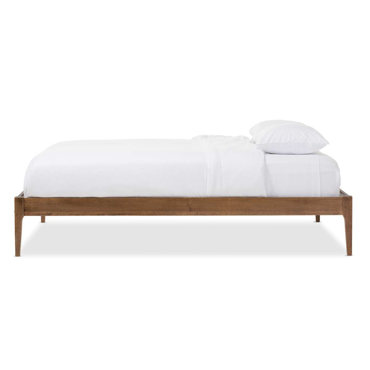 Baxton Studio Bentley Mid-Century Modern Walnut Finishing Solid Wood Queen Size Bed Frame | Beds | Modishstore - 2