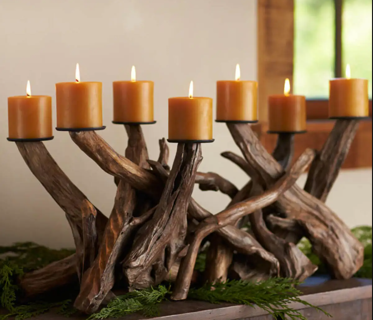 Driftwood Natural Dark Candelabra, Horizontal & Vertical | Candle Holders | Modishstore-