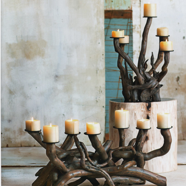Driftwood Natural Dark Candelabra, Horizontal & Vertical | Candle Holders | Modishstore-3