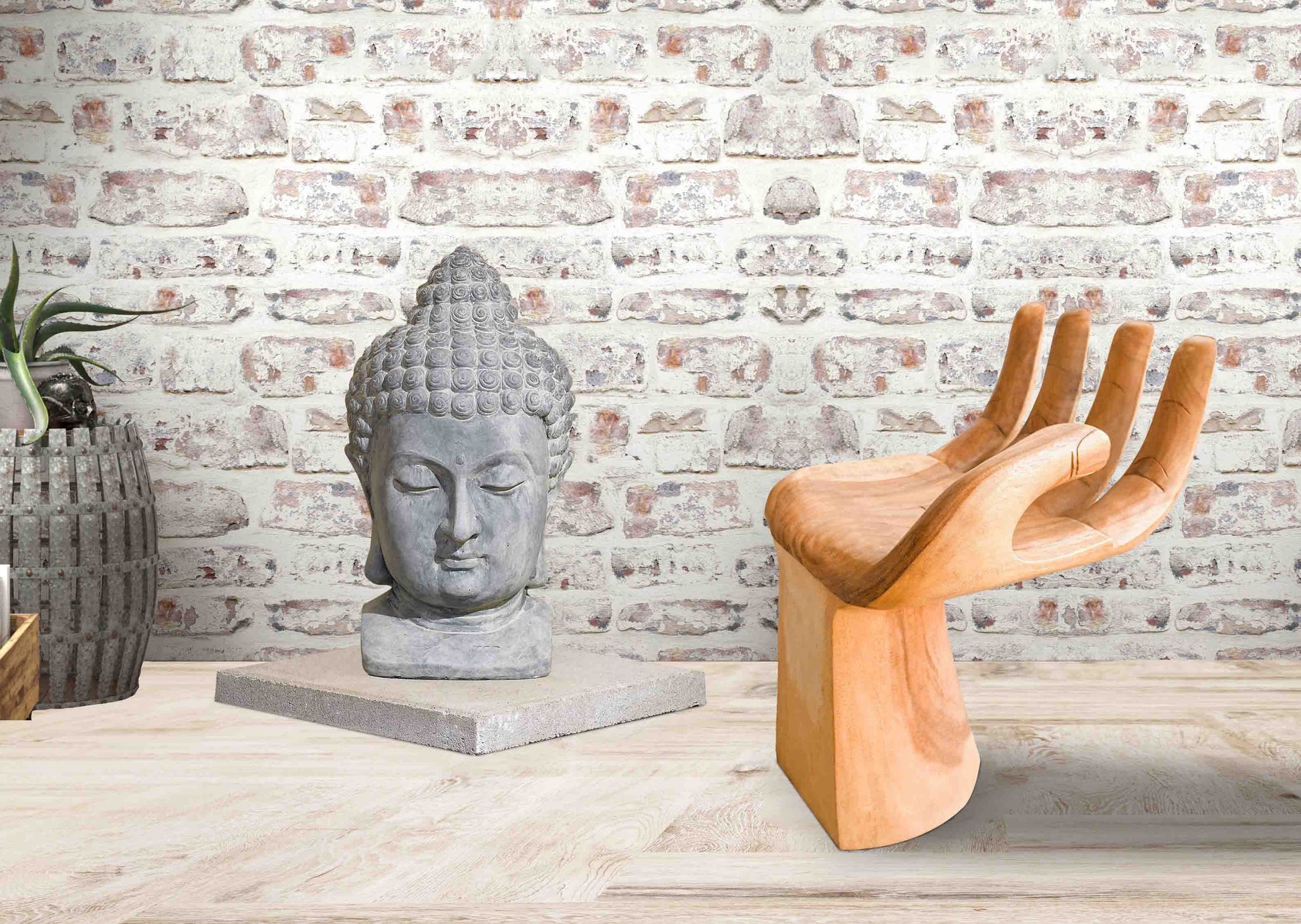 Buddha Chair- Hand Shaped - Suar Wood- Occasional Chair/ Side Table | ModishStore | Accent Chairs-2
