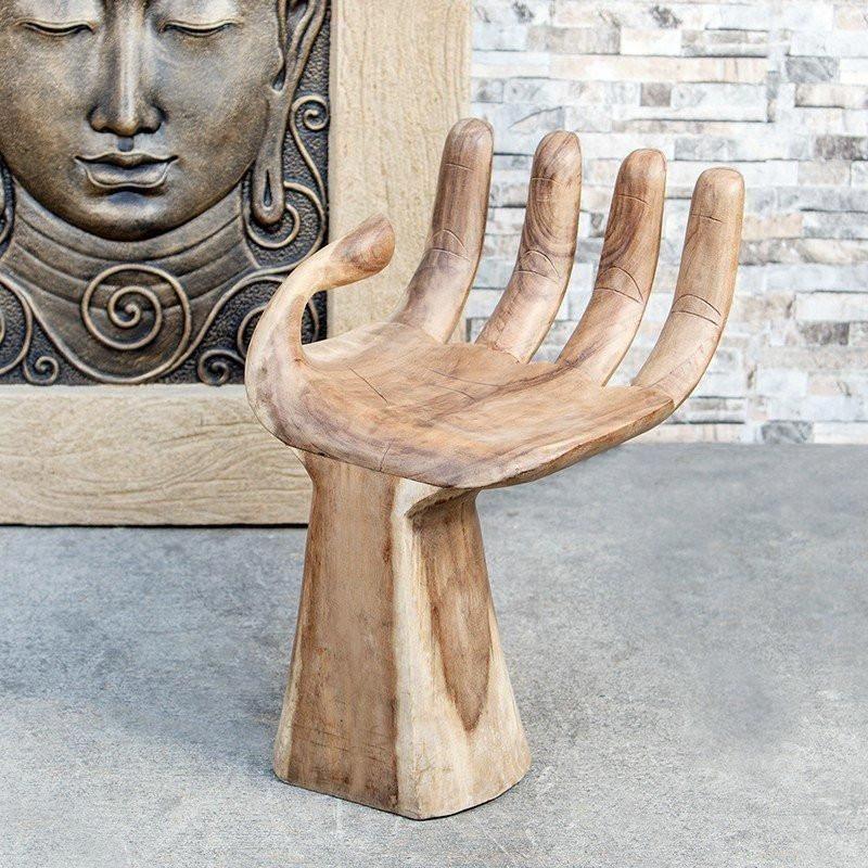 Buddha Chair- Hand Shaped - Suar Wood- Occasional Chair/ Side Table | ModishStore | Accent Chairs-3