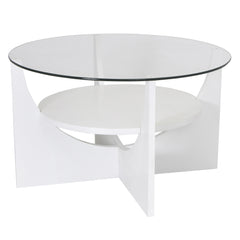 LumiSource U-Shaped  Contemporary  Tempered Glass Top  white Coffee Table