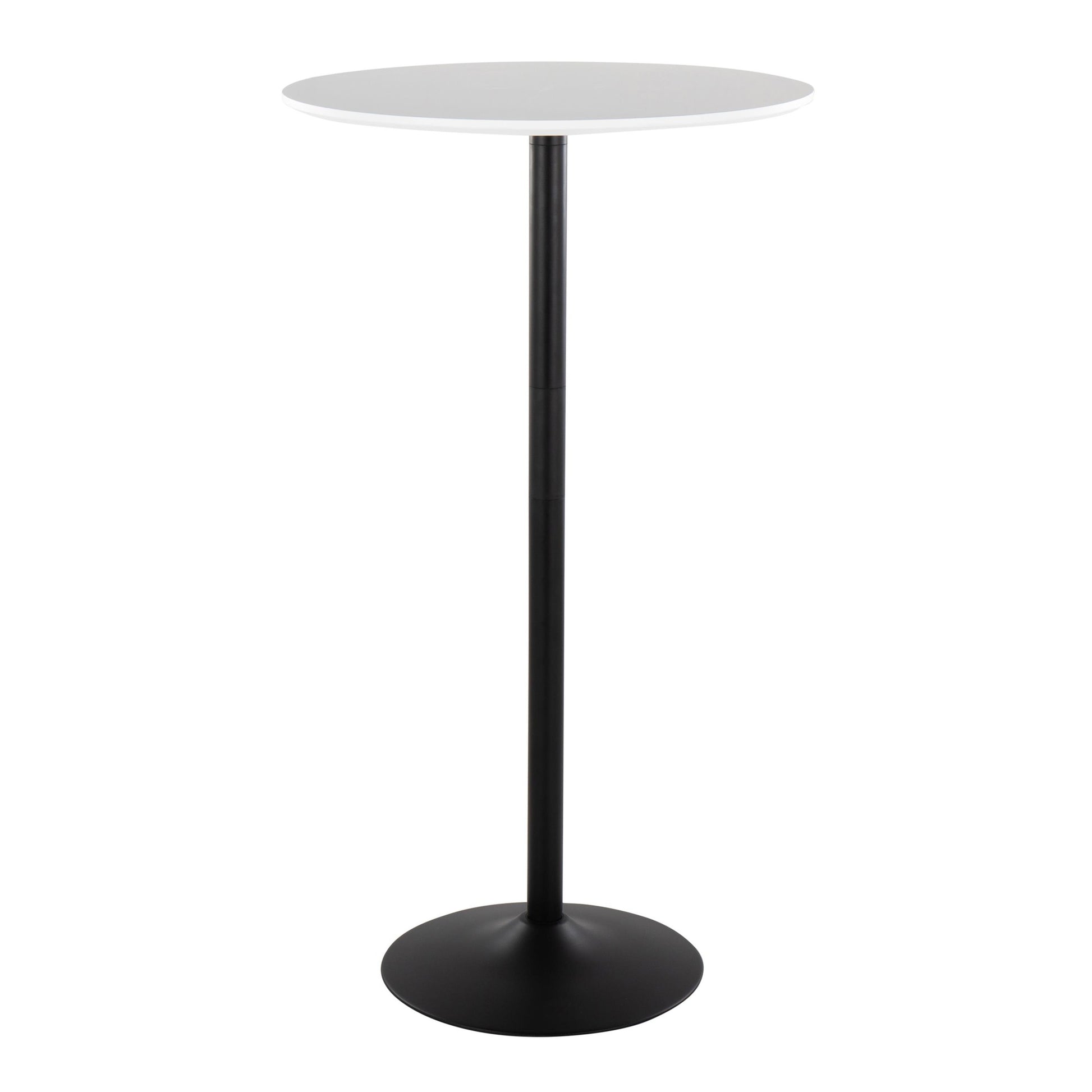 Pebble Mid-Century Modern Table Adjusts from Dining to Bar in Black Metal and White Wood By LumiSource | Dining Tables | Modishstore - 2