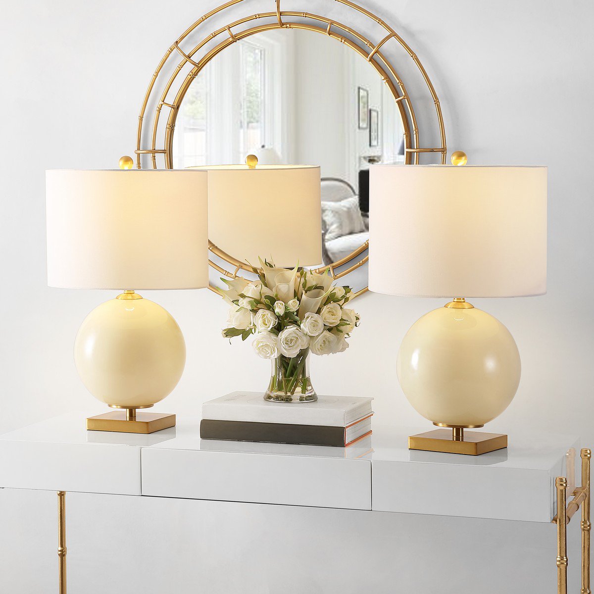 Safavieh Anina Glass Table Lamp Set Of 2 - Cream | Table Lamps | Modishstore - 3