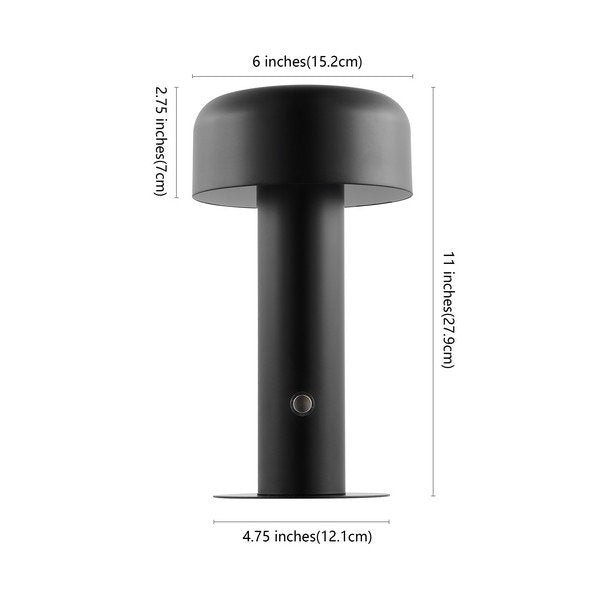 Safavieh Mayella, 11 Inch, Black, Iron, Rechargeable Led Table Lamp? - Black | Table Lamps | Modishstore - 3