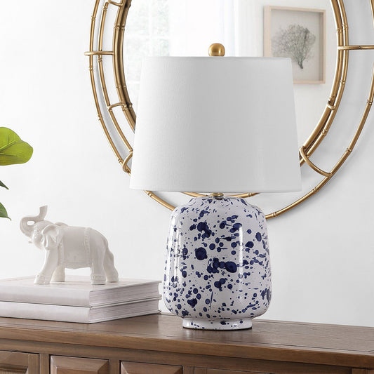Safavieh Greyon Ceramic Table Lamp - Navy Blue | Table Lamps | Modishstore