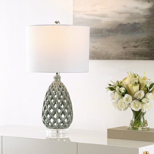 Safavieh Quin, 25 Inch, Grey, Ceramic/Iron Table Lamp Set Of 2 Set Of 2 - Grey | Table Lamps | Modishstore