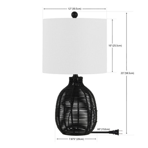 Safavieh Oroya, 23 Inch, Black, Rattan Table Lamp - Black | Table Lamps | Modishstore - 3