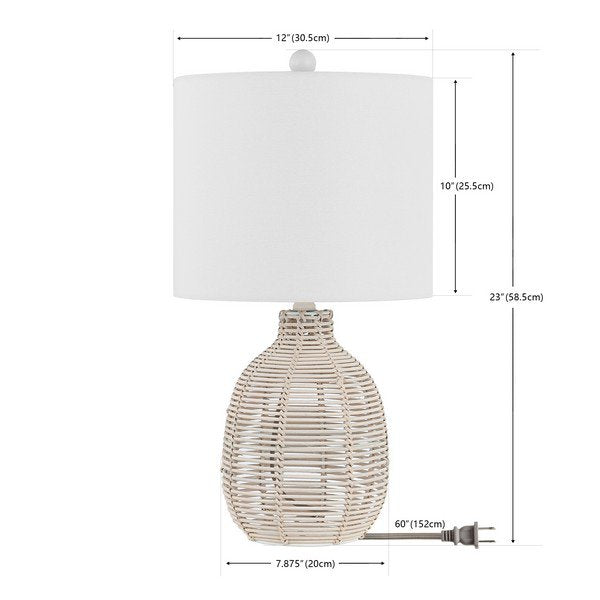 Safavieh Oroya, 23 Inch, White, Rattan Table Lamp - White | Table Lamps | Modishstore - 3