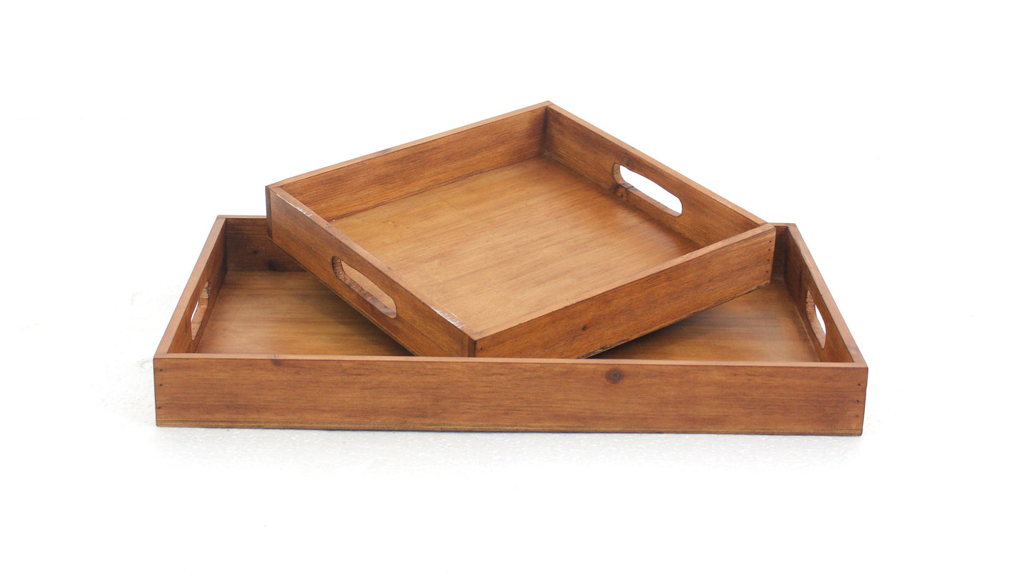 Screen Gems S/2 Wood Tray - TD-007 | Trays | Modishstore