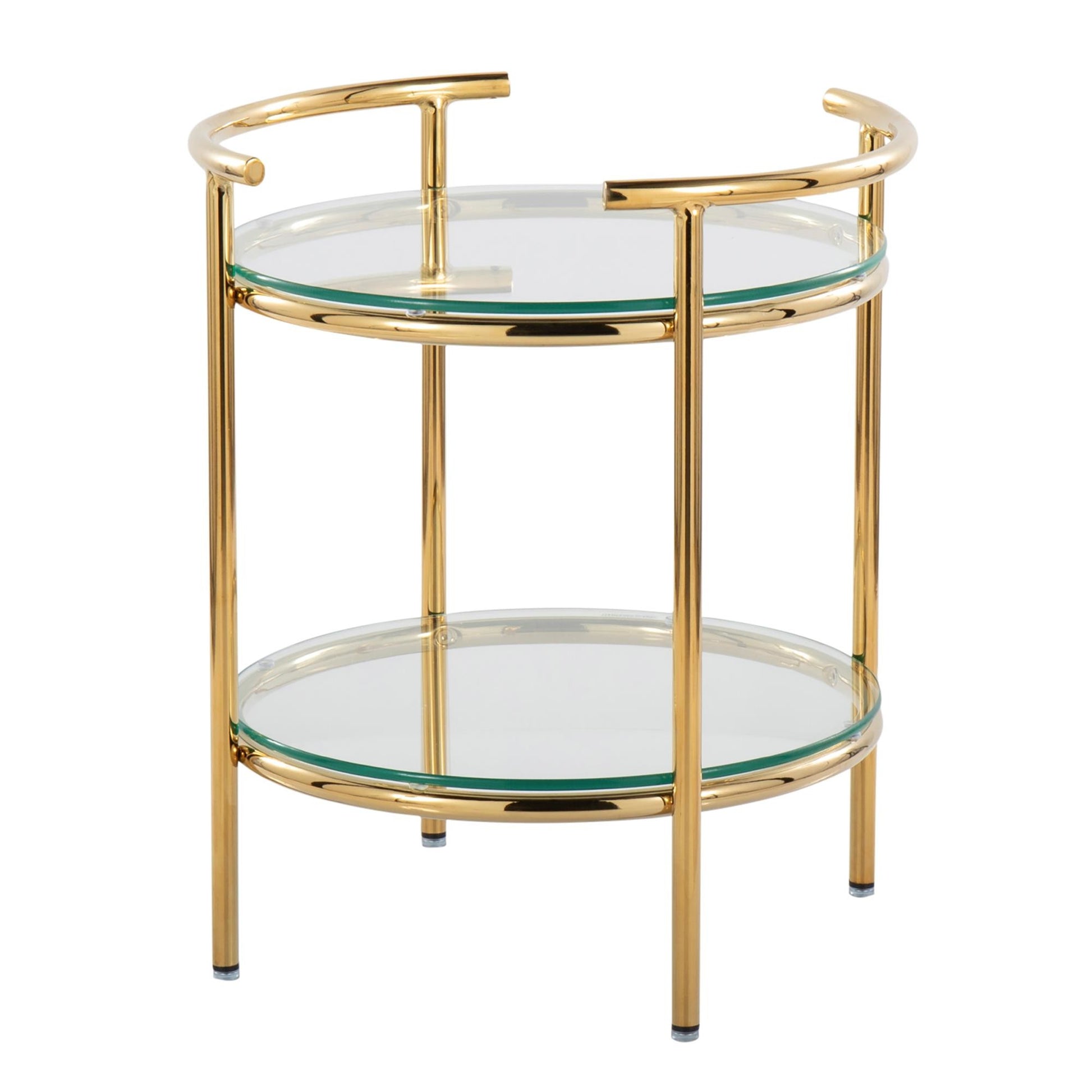 Rhonda Contemporary/Glam Side Table in Gold Metal and Clear Glass By LumiSource | Side Tables | Modishstore - 5