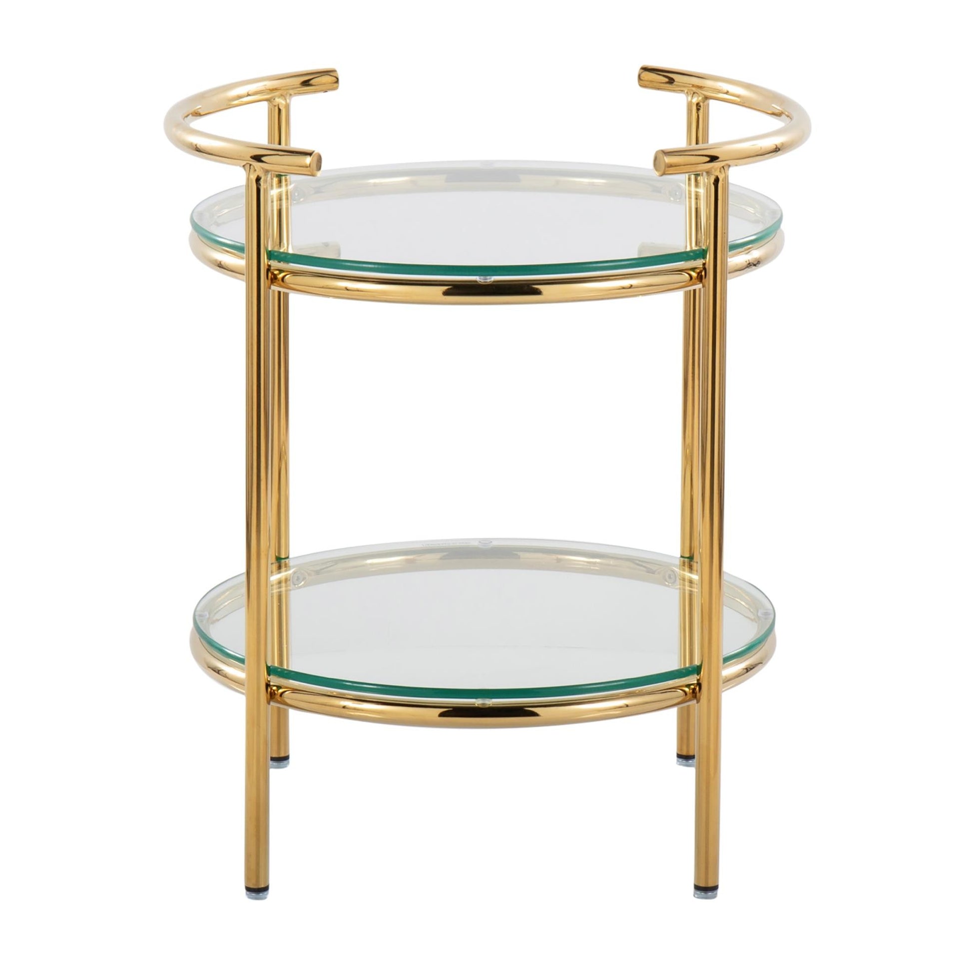 Rhonda Contemporary/Glam Side Table in Gold Metal and Clear Glass By LumiSource | Side Tables | Modishstore - 6
