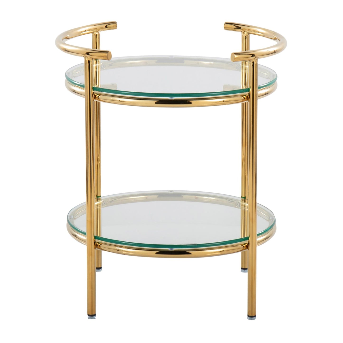 Rhonda Contemporary/Glam Side Table in Gold Metal and Clear Glass By LumiSource | Side Tables | Modishstore - 7