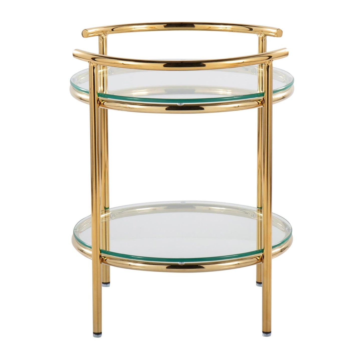 Rhonda Contemporary/Glam Side Table in Gold Metal and Clear Glass By LumiSource | Side Tables | Modishstore - 4