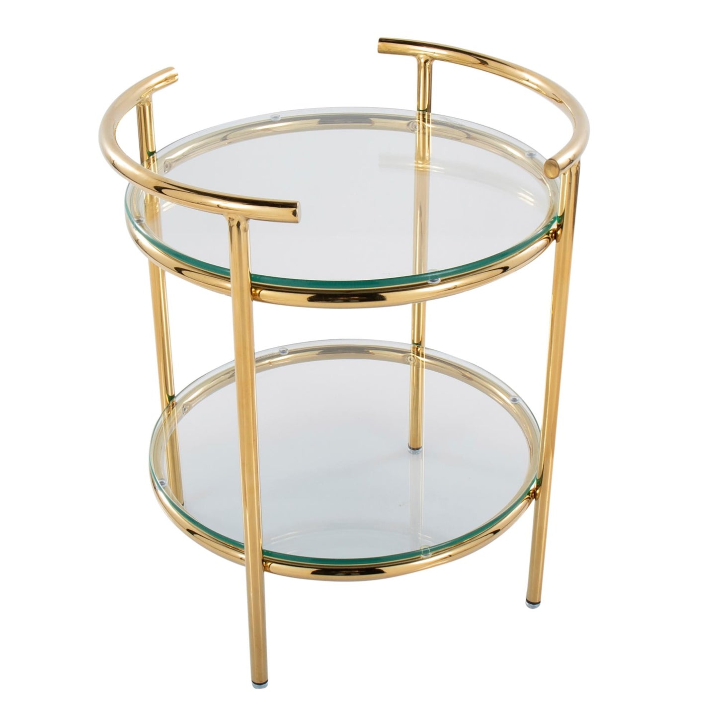 Rhonda Contemporary/Glam Side Table in Gold Metal and Clear Glass By LumiSource | Side Tables | Modishstore - 2