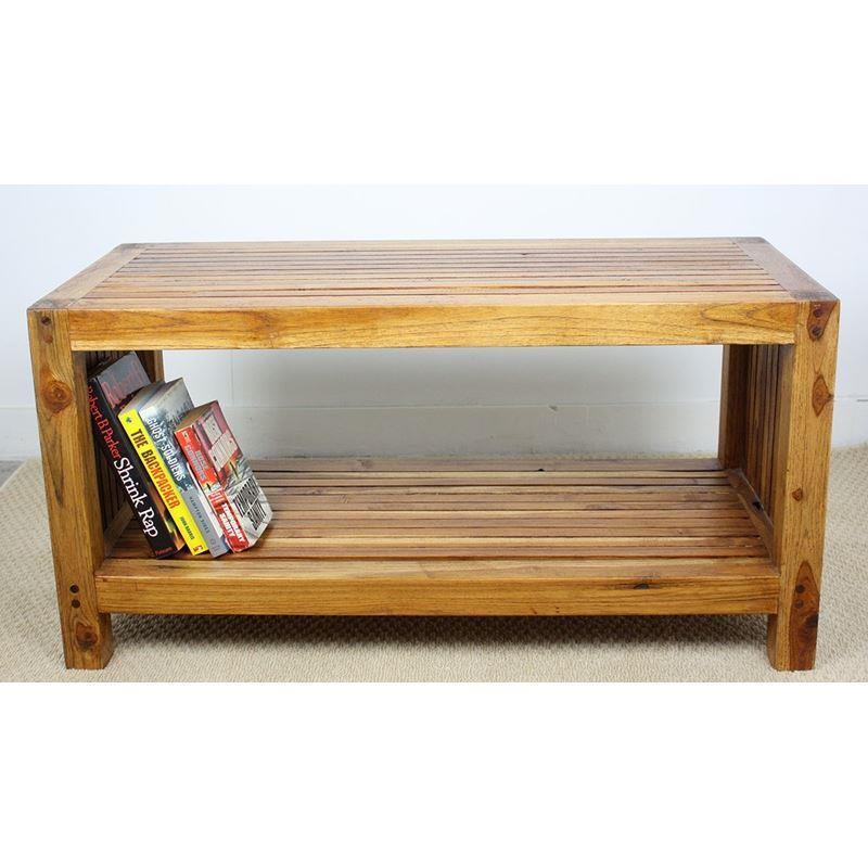 Haussmann Teak Slat Coffee Table W/ Shelf 36" L | Coffee Tables | Modishstore-15