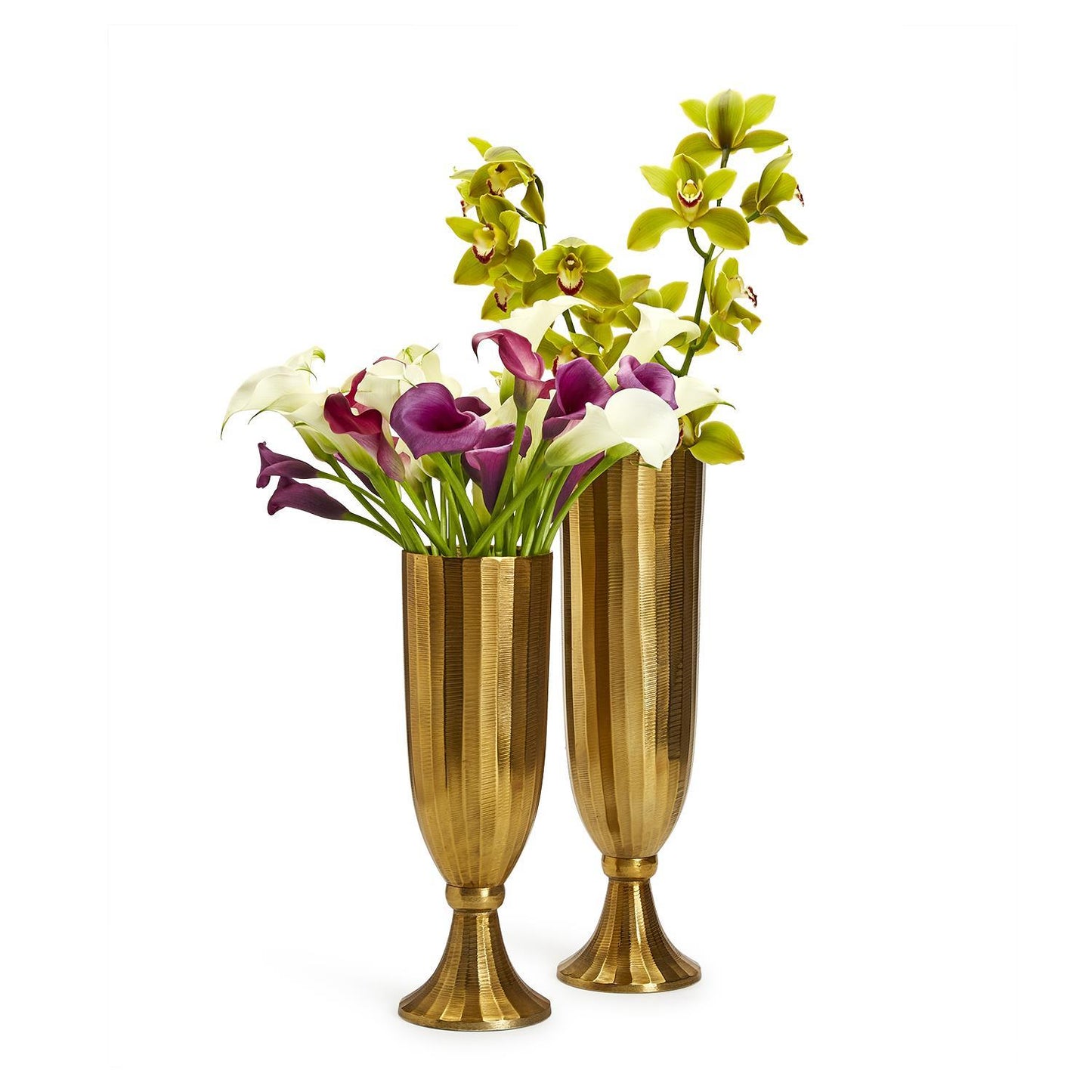 Golden Pedestal Vase Set Of 2 By Tozai Home | Vases | Modishstore -2