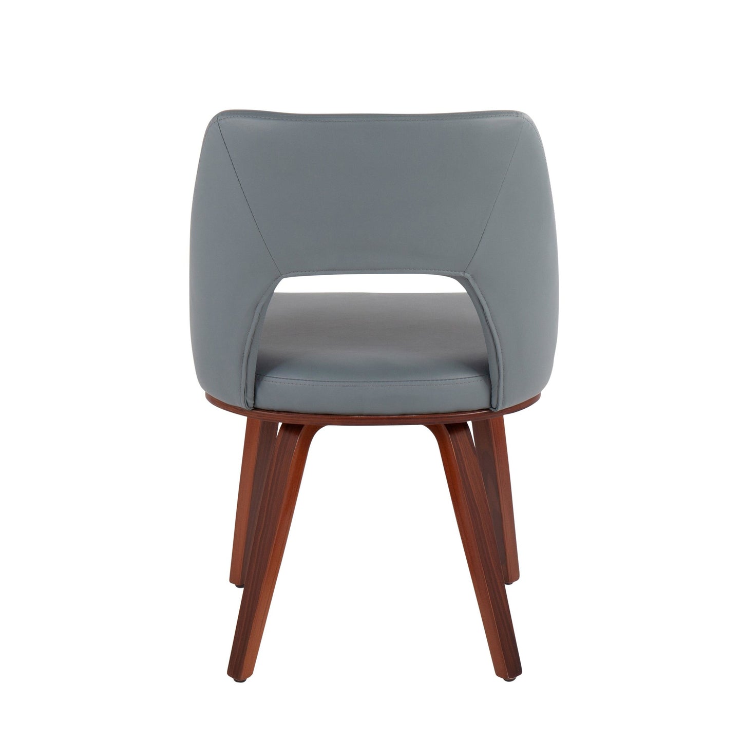 Triad Mid-Century Modern Upholstered Chair in Walnut Bamboo and Black Faux Leather By LumiSource - Set of 2 | Dining Chairs | Modishstore - 24