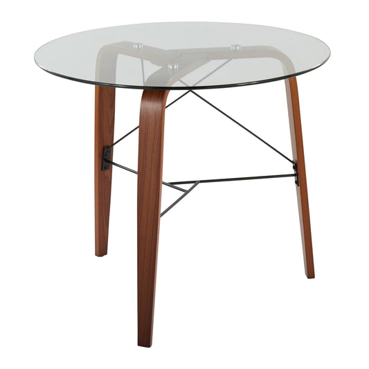 Trilogy Contemporary Round Dinette Table in Walnut Wood and Clear Glass By LumiSource | Dining Tables | Modishstore
