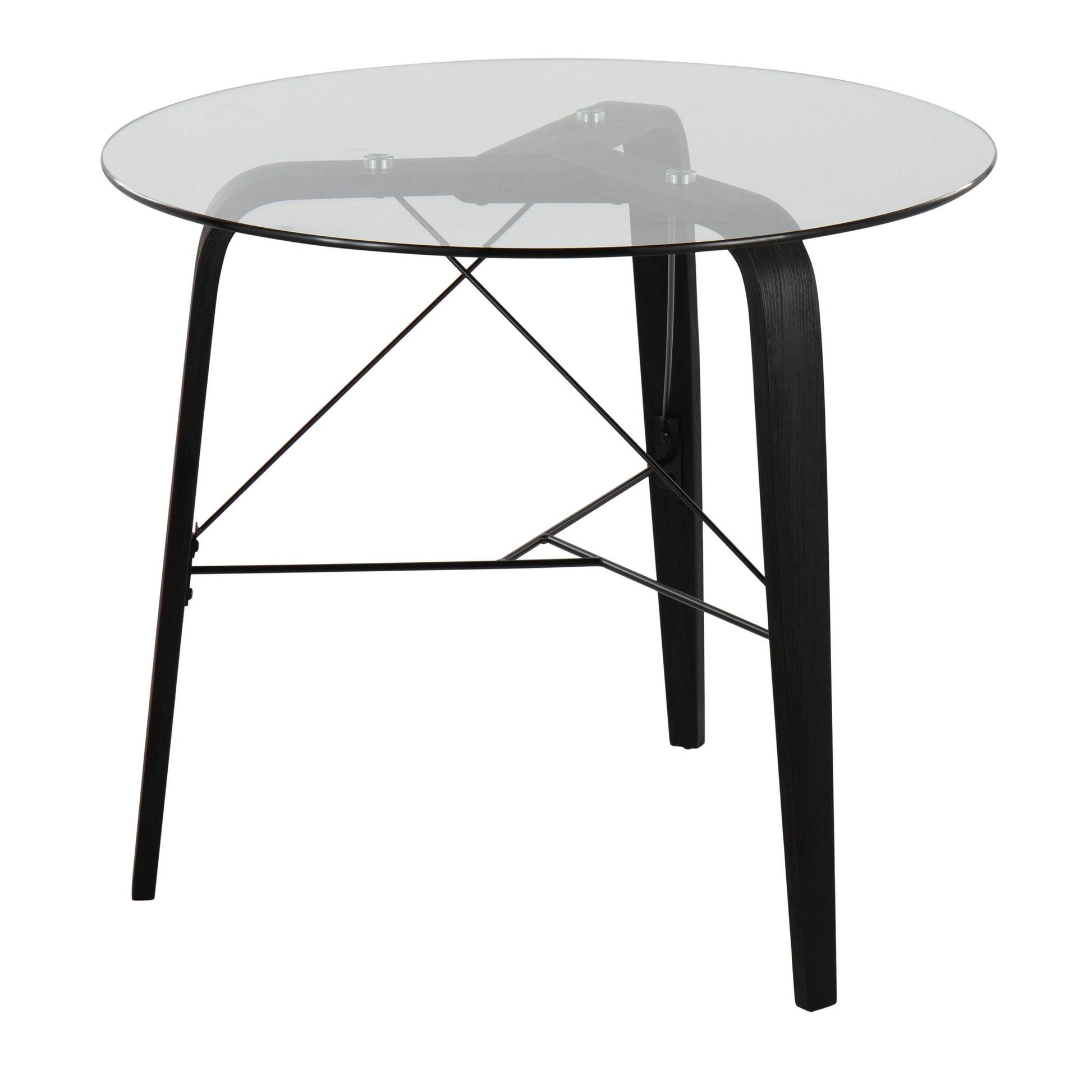 Trilogy Mid-Century Modern Round Dinette Table in Black Wood with Clear Glass Top By LumiSource | Dining Tables | Modishstore - 4