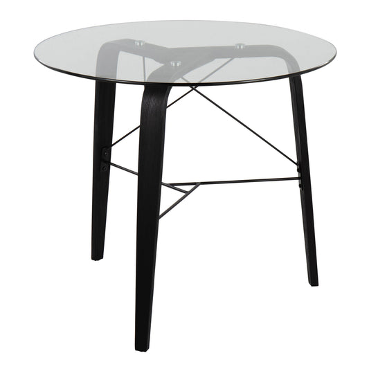 Trilogy Mid-Century Modern Round Dinette Table in Black Wood with Clear Glass Top By LumiSource | Dining Tables | Modishstore
