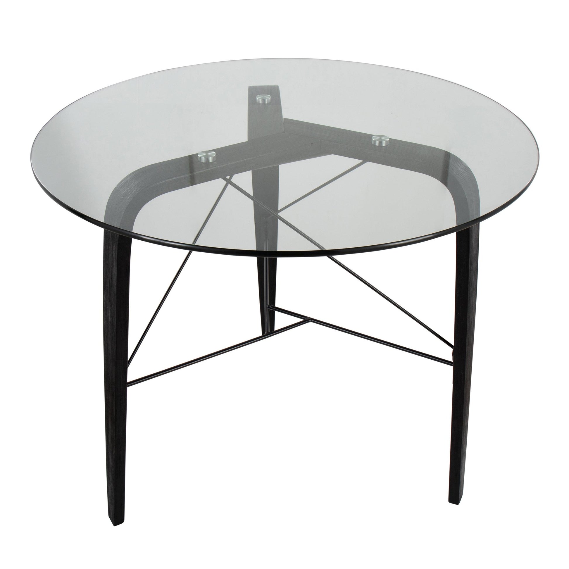 Trilogy Mid-Century Modern Round Dinette Table in Black Wood with Clear Glass Top By LumiSource | Dining Tables | Modishstore - 6