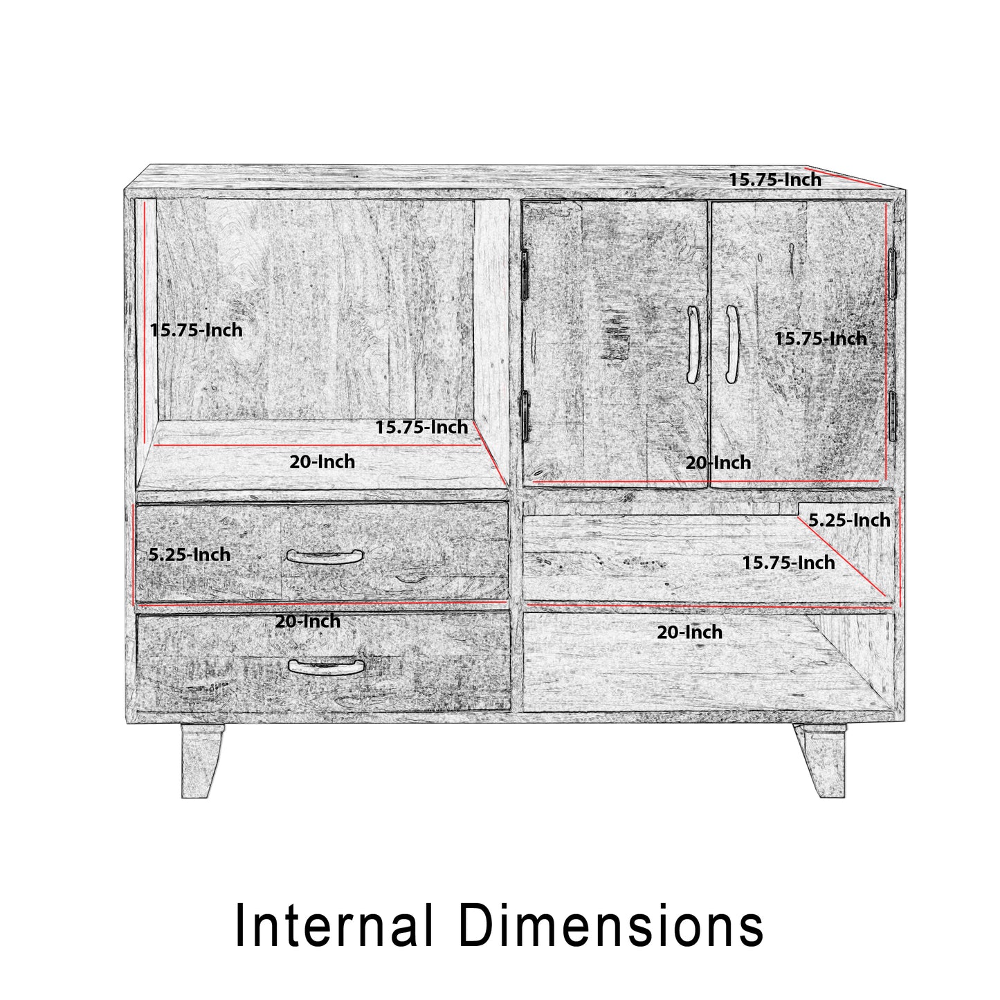 Farmhouse Style Mango Wood Display Unit With 2 Drawer Storage, Brown By Benzara | Cabinets | Modishstore - 8