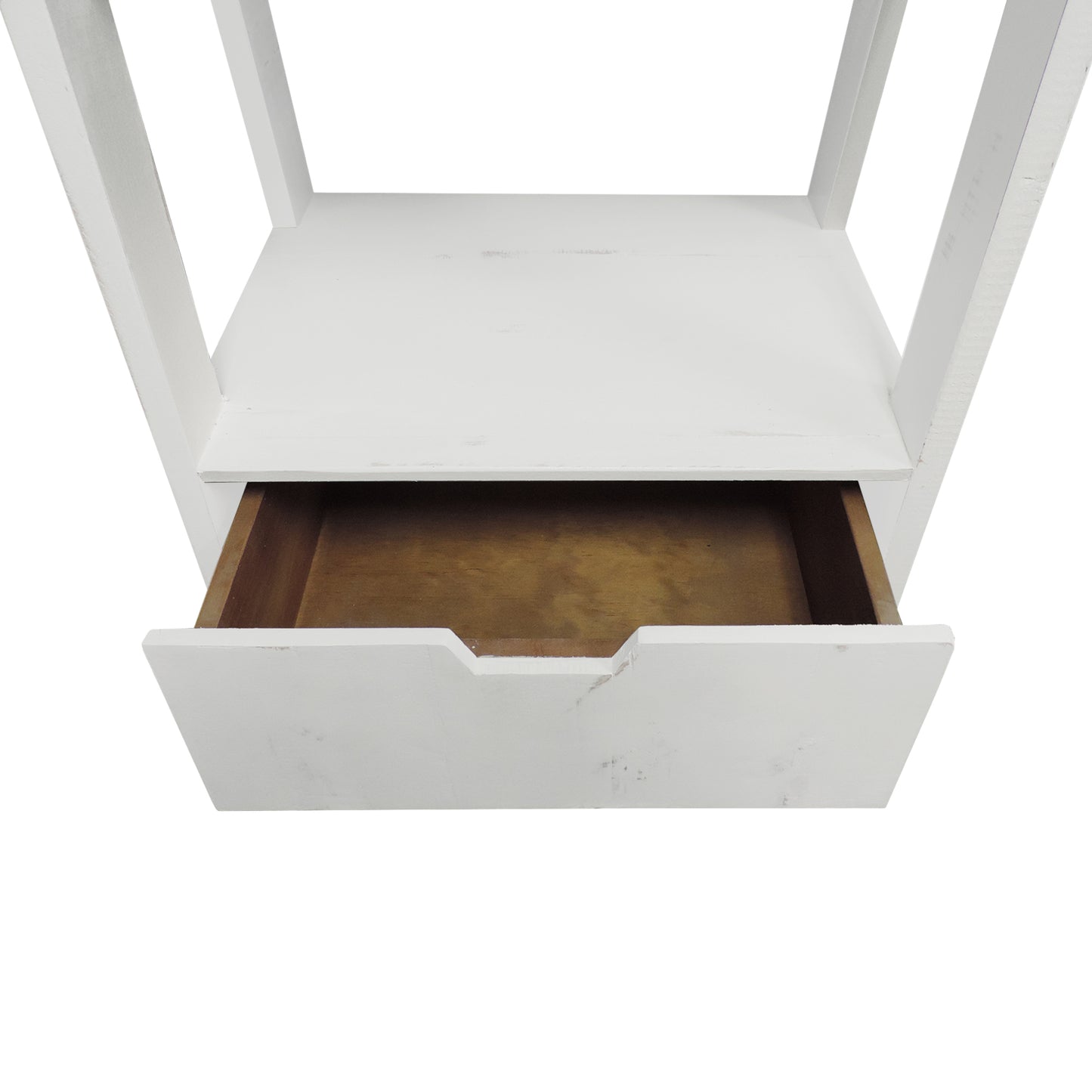 4 Shelf Wooden Ladder Bookcase With Bottom Drawer, Antique White By Benzara | Bookcases | Modishstore - 6