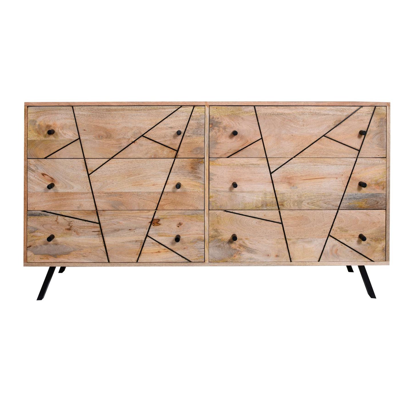 6 Drawer Industrial Wooden Storage Drawers Dresser With Metal Legs. Brown And Black By Benzara | Dressers | Modishstore - 10