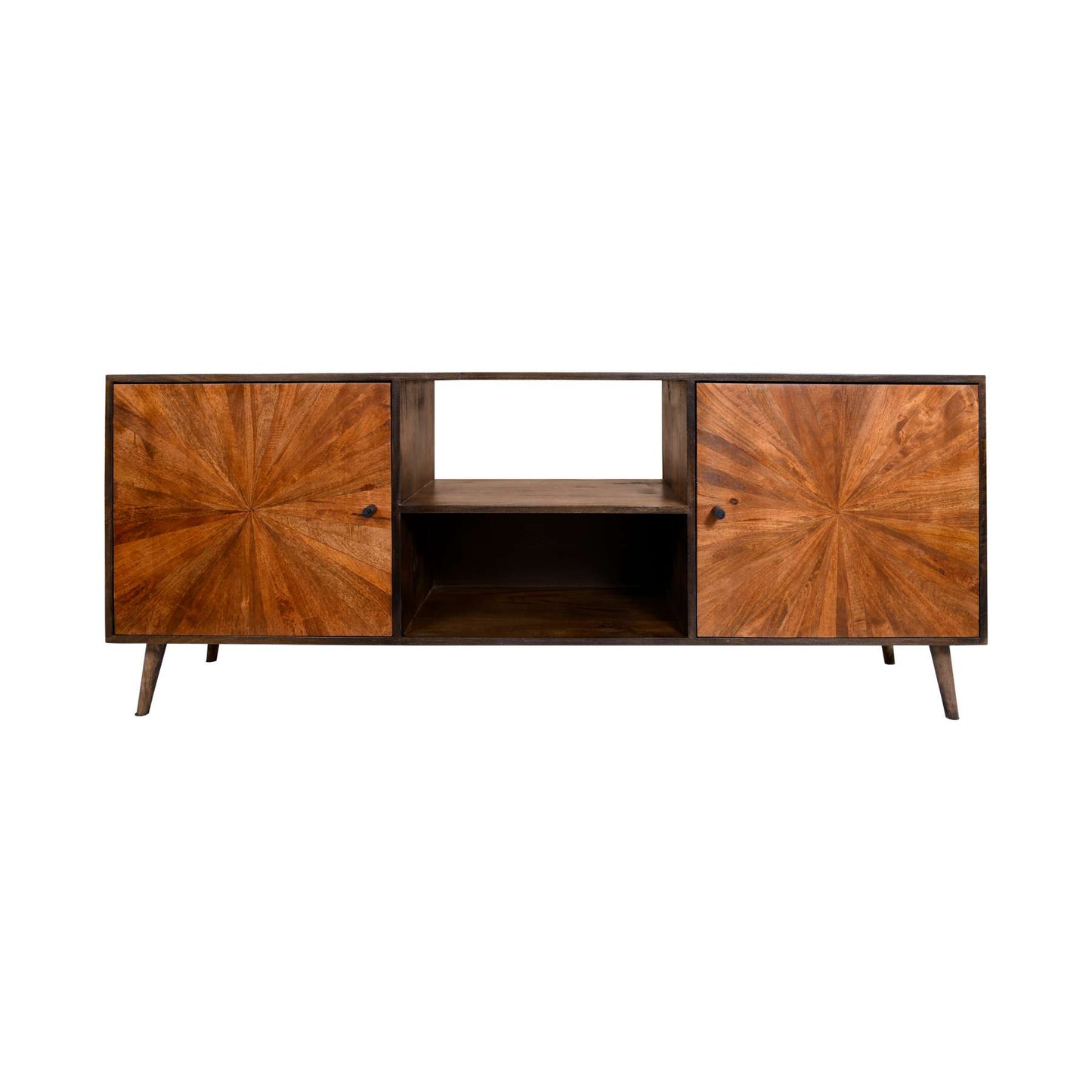 65 Inch 2 Door Mid Century Modern Wooden Entertainment Media Tv Stand Unit, Brown By Benzara | TV Stands | Modishstore - 10