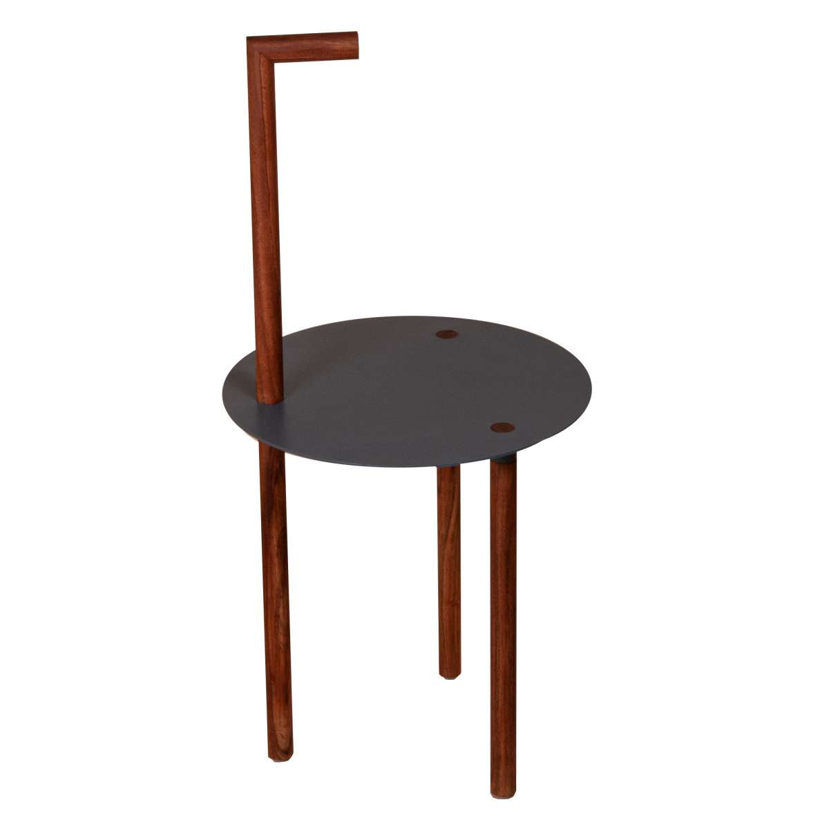 29 Inches Round Metal Top End Table With Inbuilt Wooden Pole, Brown And Black By Benzara | End Tables | Modishstore - 10