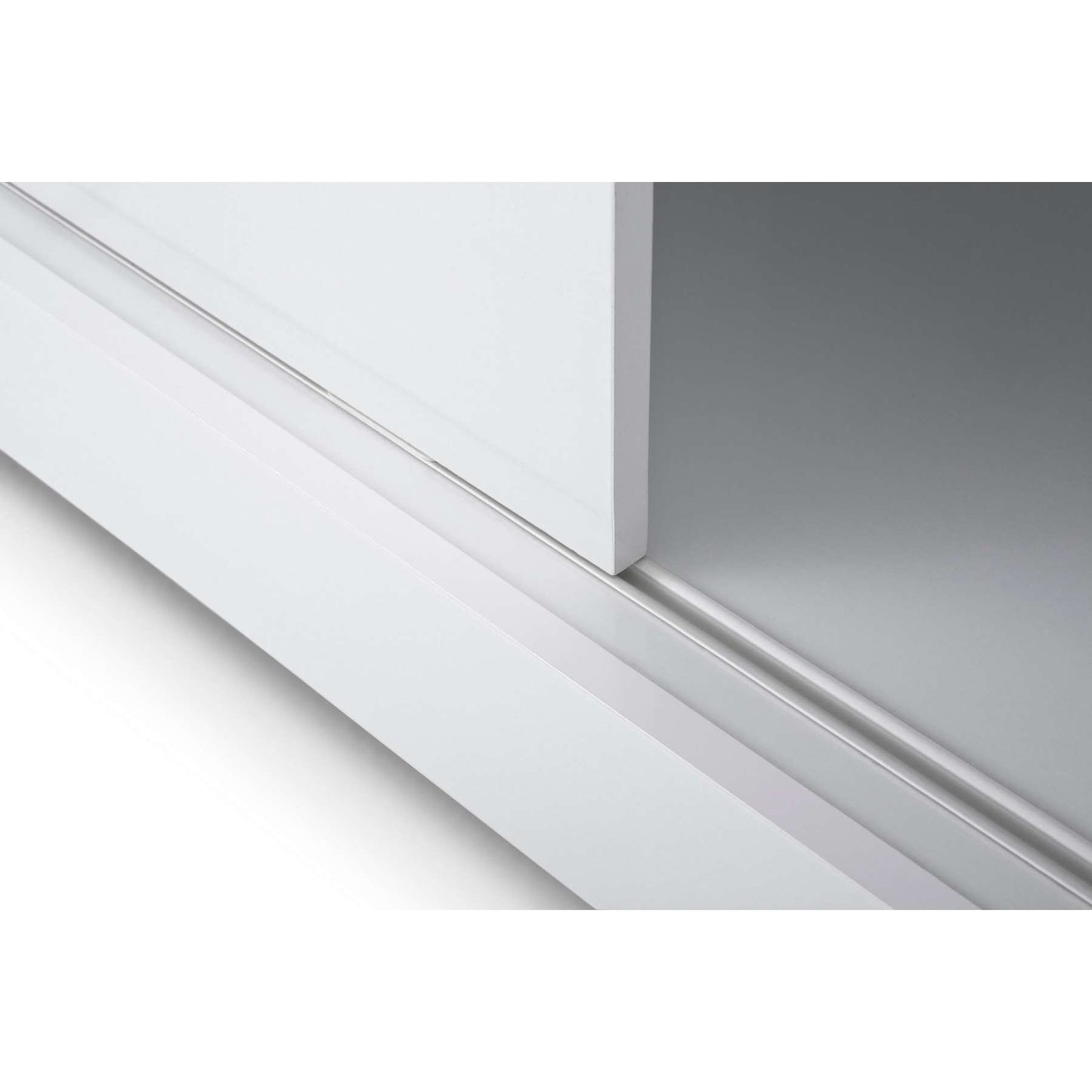 71 Inch Wooden Tv Stand With Open Compartments And Sliding Door, White By Benzara | TV Stands | Modishstore - 6