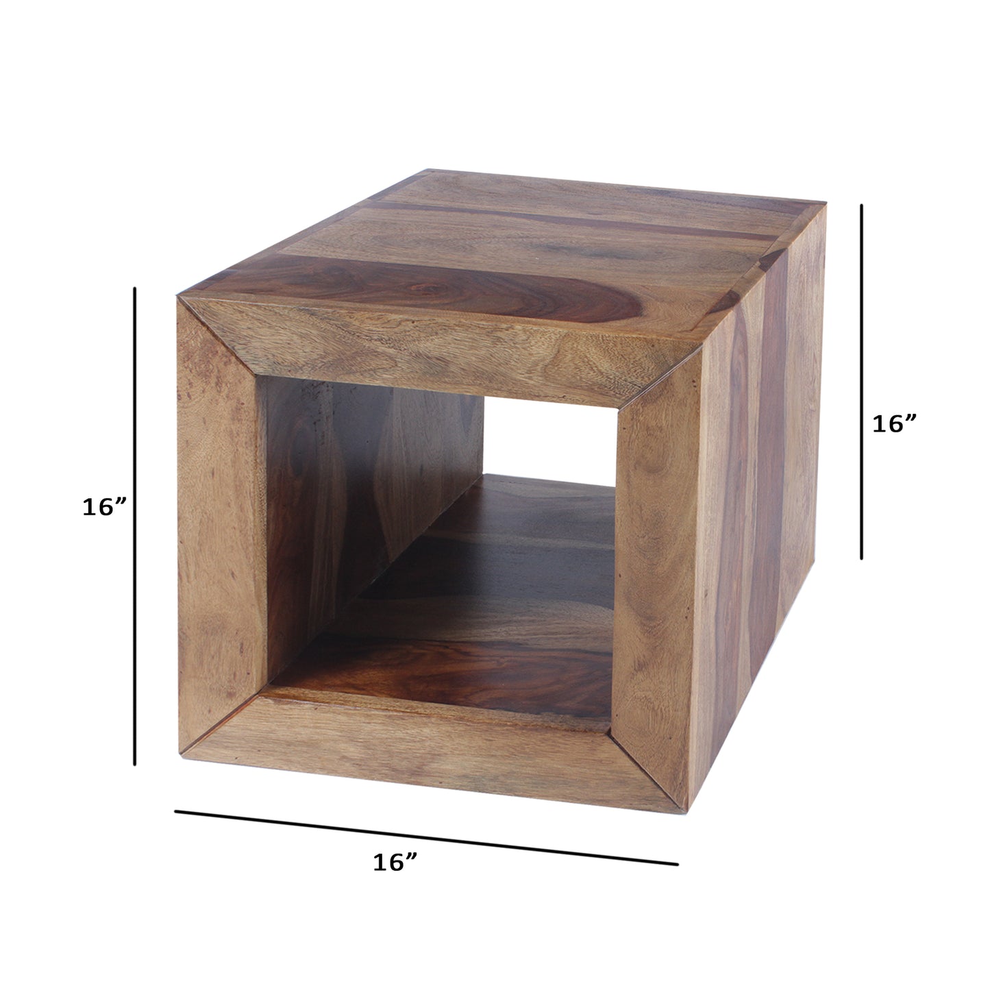 Cube Shape Rosewood Side Table With Cutout Bottom, Brown By Benzara | Side Tables | Modishstore - 5