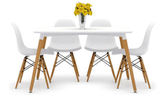 Vincent White Dining Set Eiffel Chairs By Modholic