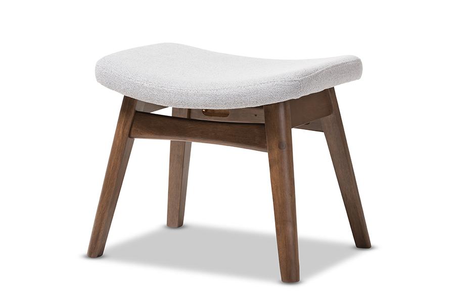 baxton studio vera mid century modern light grey fabric upholstered ottoman | Modish Furniture Store-3