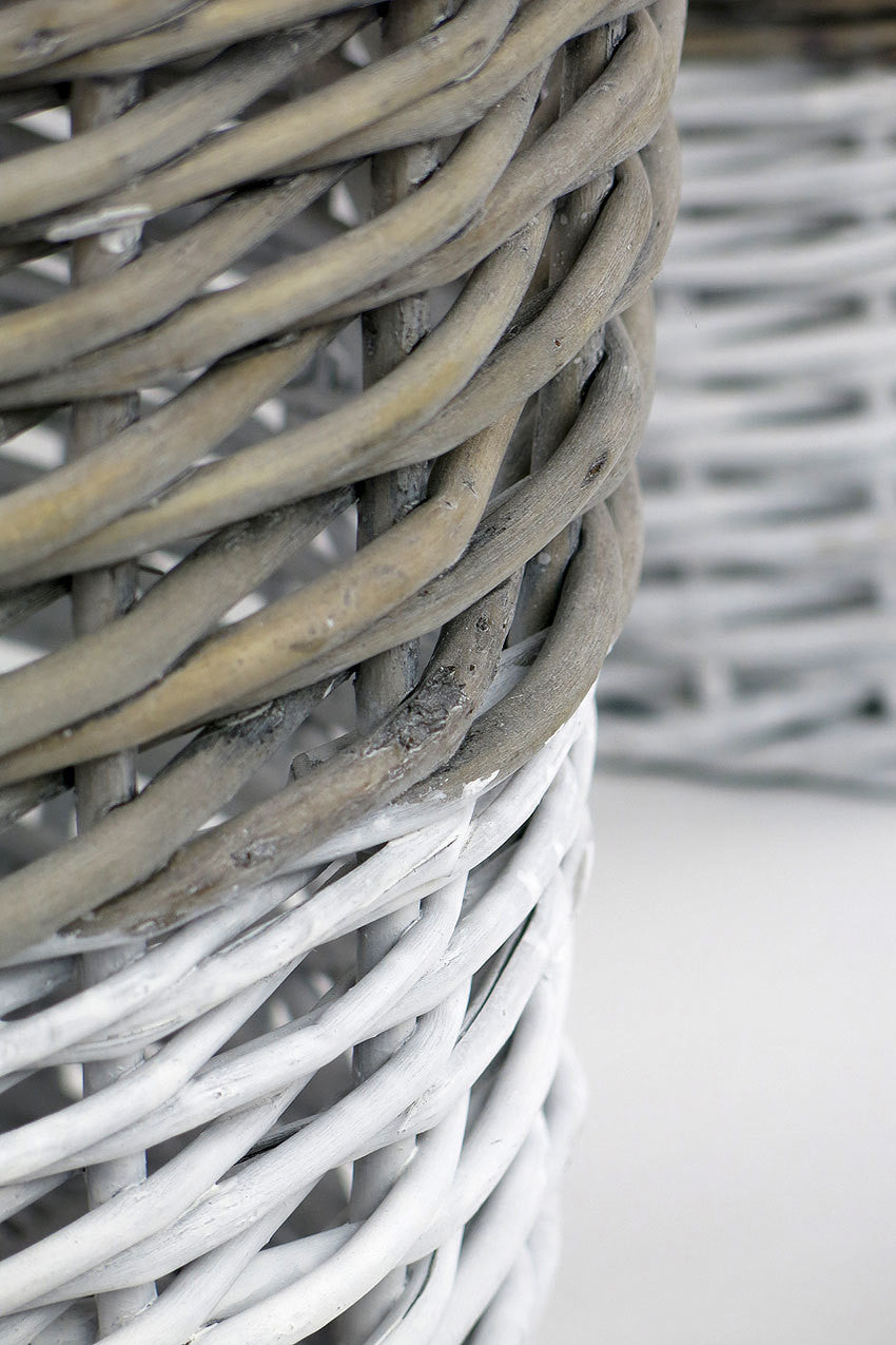 Vagabond Vintage Round Willow Baskets Dipped White - Set of 2 | Modishstore | Bins, Baskets & Buckets-3