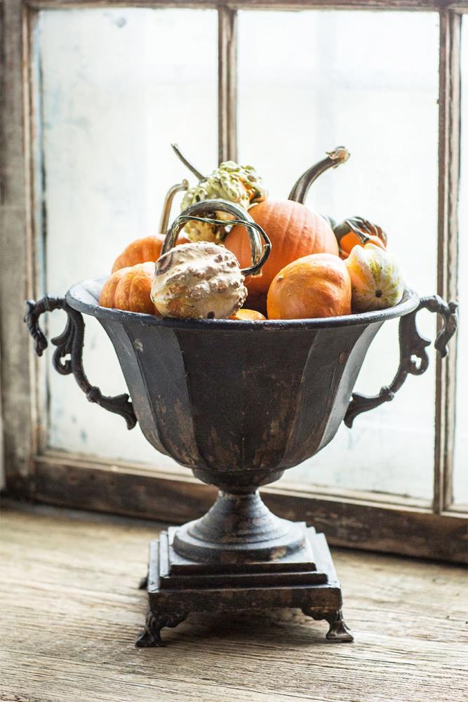 Vagabond Vintage Distressed Black Metal Urn | Modishstore | Vases