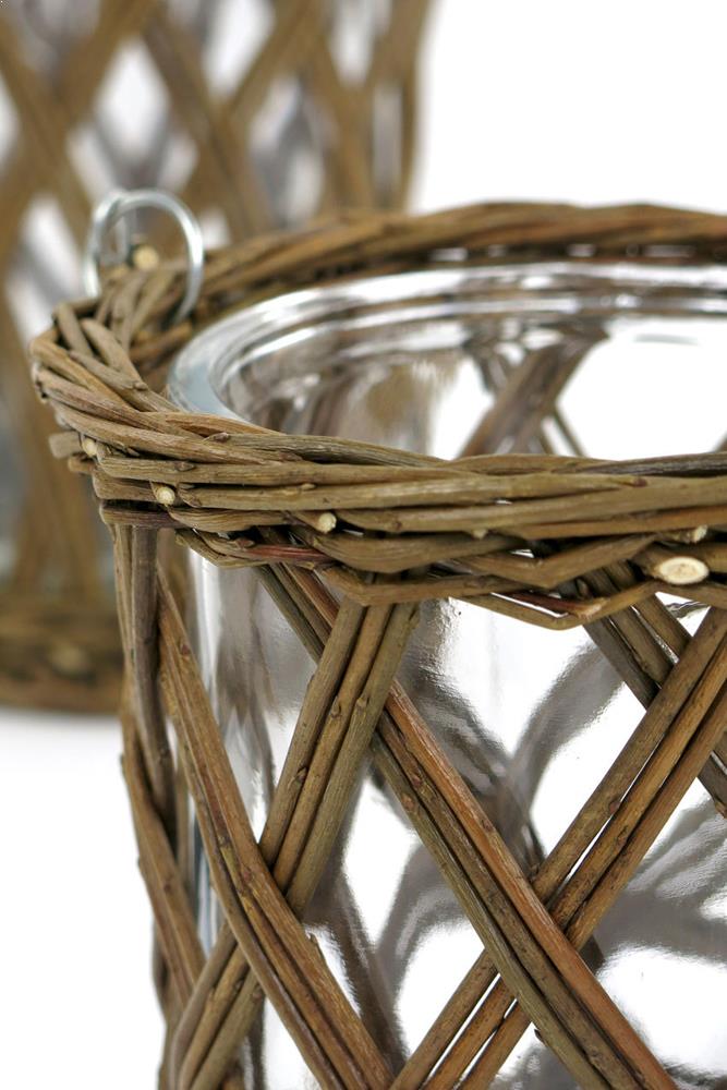 Vagabond Vintage Thick Glass and Wicker Vase with Handle | Modishstore | Vases-6